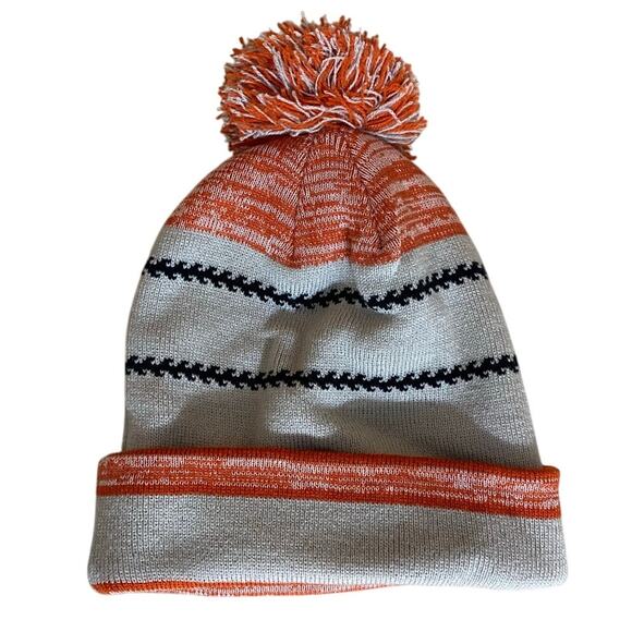 Bobcat Unisex Knit Beanie OS Orange White Pom Pom Top - Picture 2 of 5